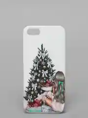 Бирюзовый чехол iPhone 11, 12/ 12 Pro 6.1 mini, 7/ 8/ SE 2020, 5/ 5s /se 2016 с новогодним рисунком