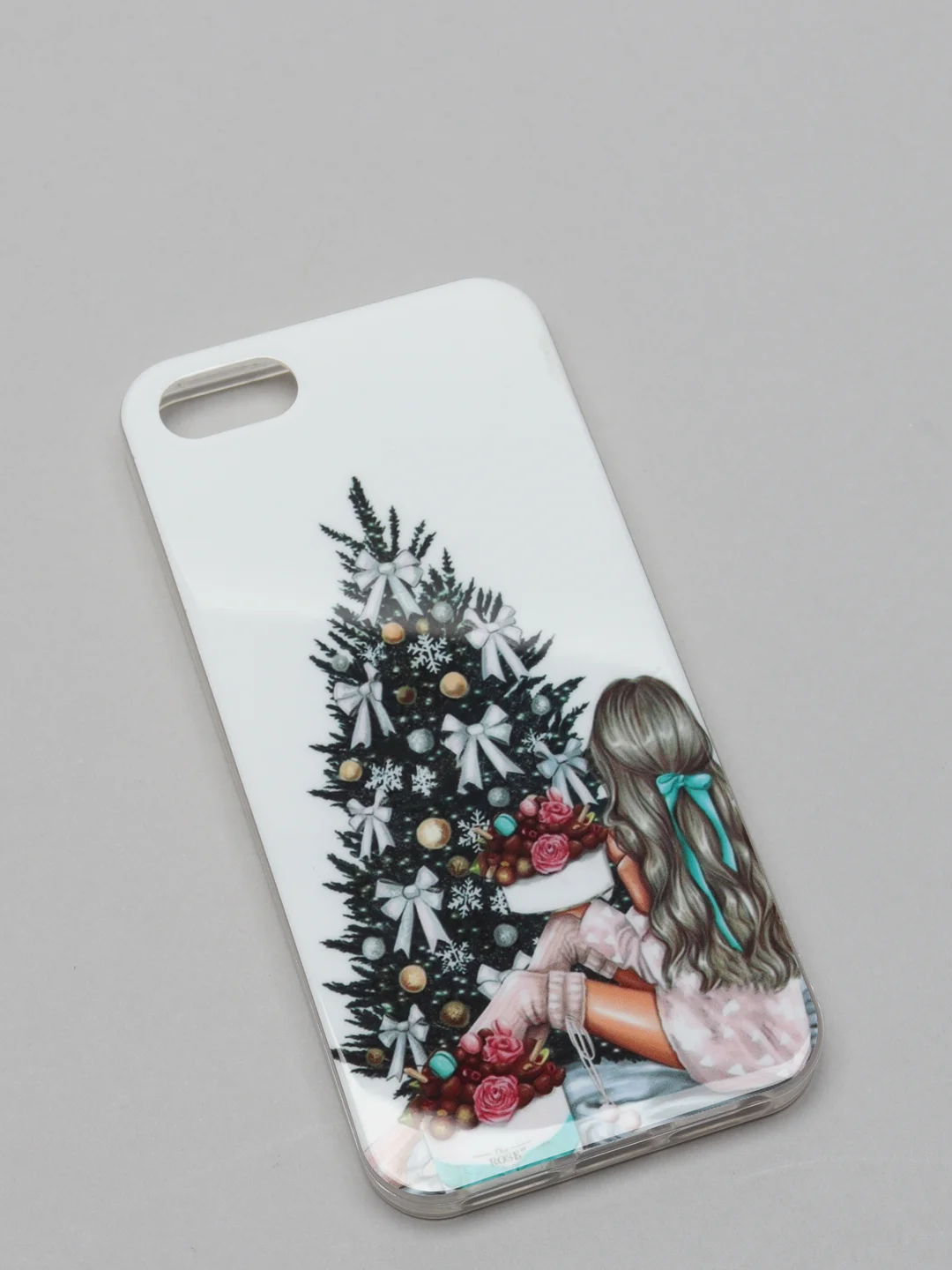 Бирюзовый чехол iPhone 11, 12/ 12 Pro 6.1 mini, 7/ 8/ SE 2020, 5/ 5s /se 2016 с новогодним рисунком