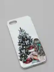 Бирюзовый чехол iPhone 11, 12/ 12 Pro 6.1 mini, 7/ 8/ SE 2020, 5/ 5s /se 2016 с новогодним рисунком