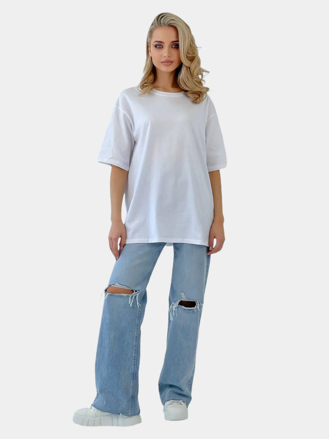 Белый футболка женская oversize