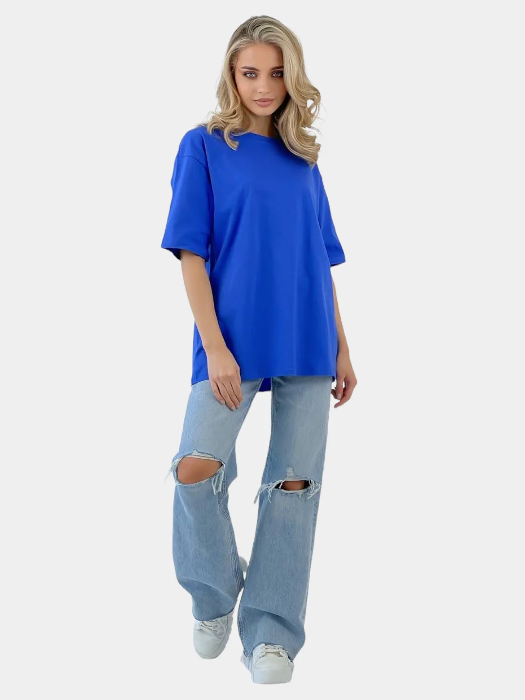 Синий футболка женская oversize