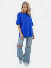 Синий футболка женская oversize