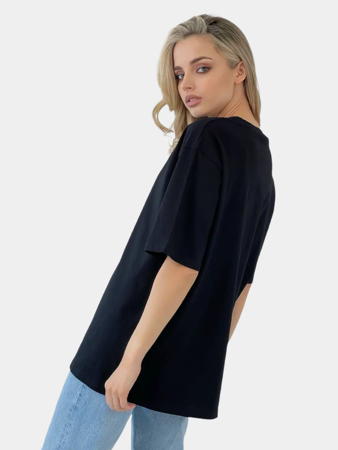 Черный футболка женская oversize