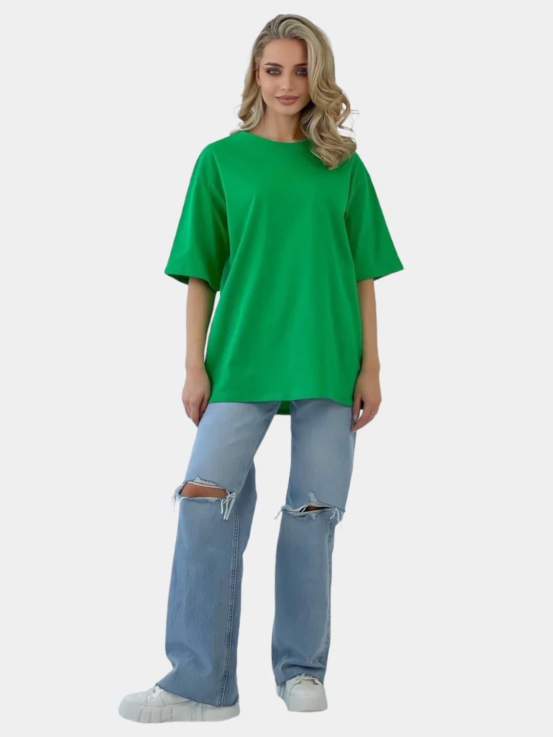 Зеленый футболка женская oversize