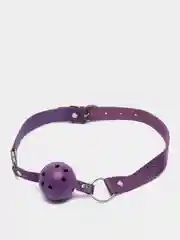 Фиолетовый кляп в рот с шариком для БДСМ