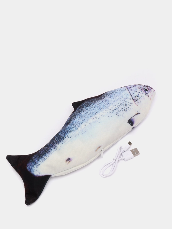Интерактивная игрушка рыба для кошек с зарядкой USB.  Дразнилка