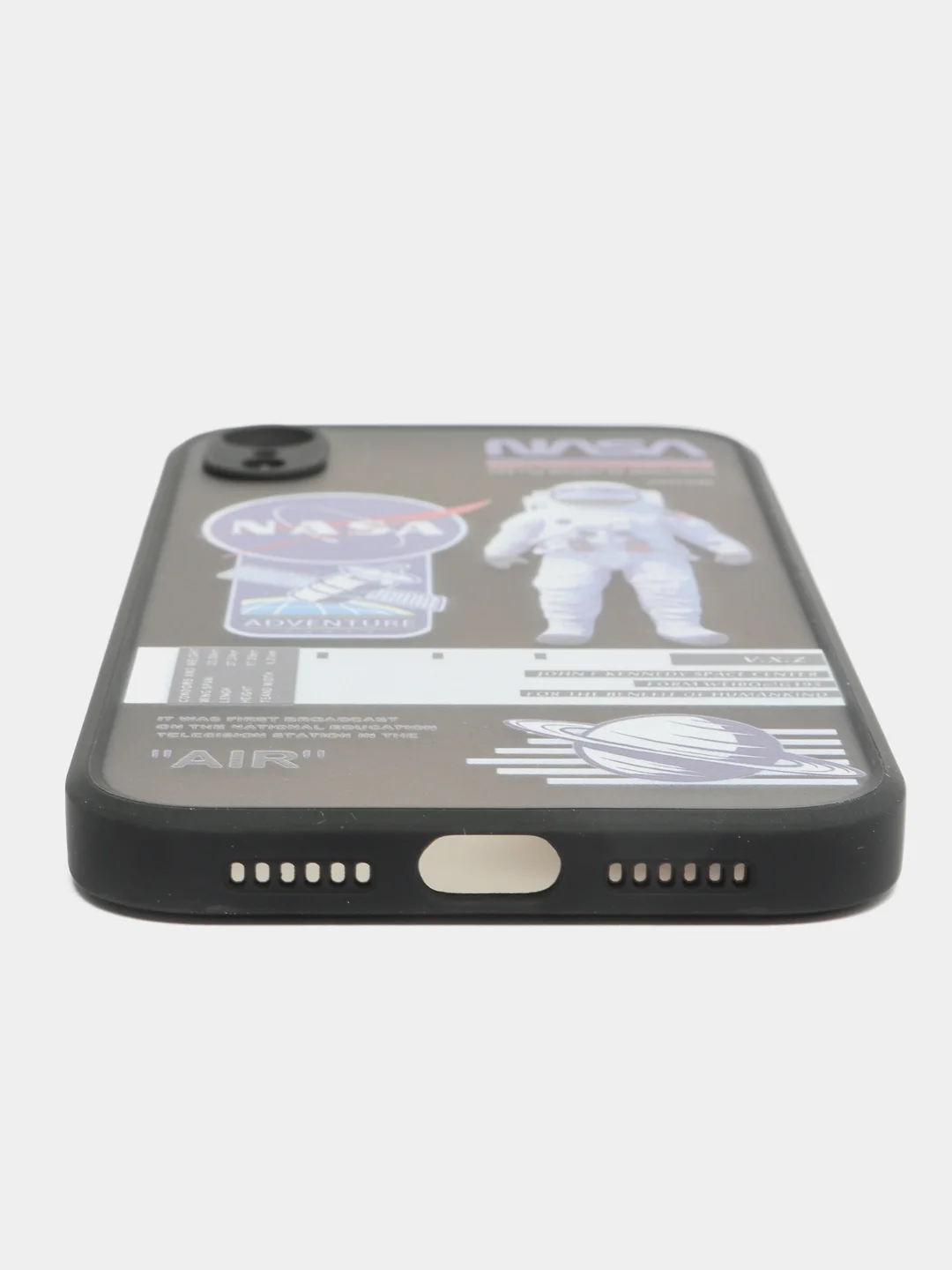 Бежевый меланж чехол на телефон с принтом рисунком "NASA" iPhone 7/8 Plus XS XR 11 12 Pro 13 Pro