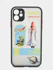 Бежевый чехол на телефон с принтом рисунком "NASA" iPhone 7/8 Plus XS XR 11 12 Pro 13 Pro