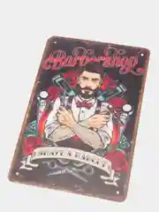 Белый винтажные жестяные таблички "Барбершоп"