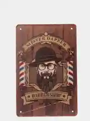 Багровый винтажные жестяные таблички "Барбершоп"