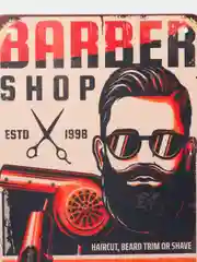 Алый винтажные жестяные таблички "Барбершоп"