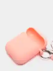 Розовый чехол для Наушников Apple Airpods 1 и 2, Брелок