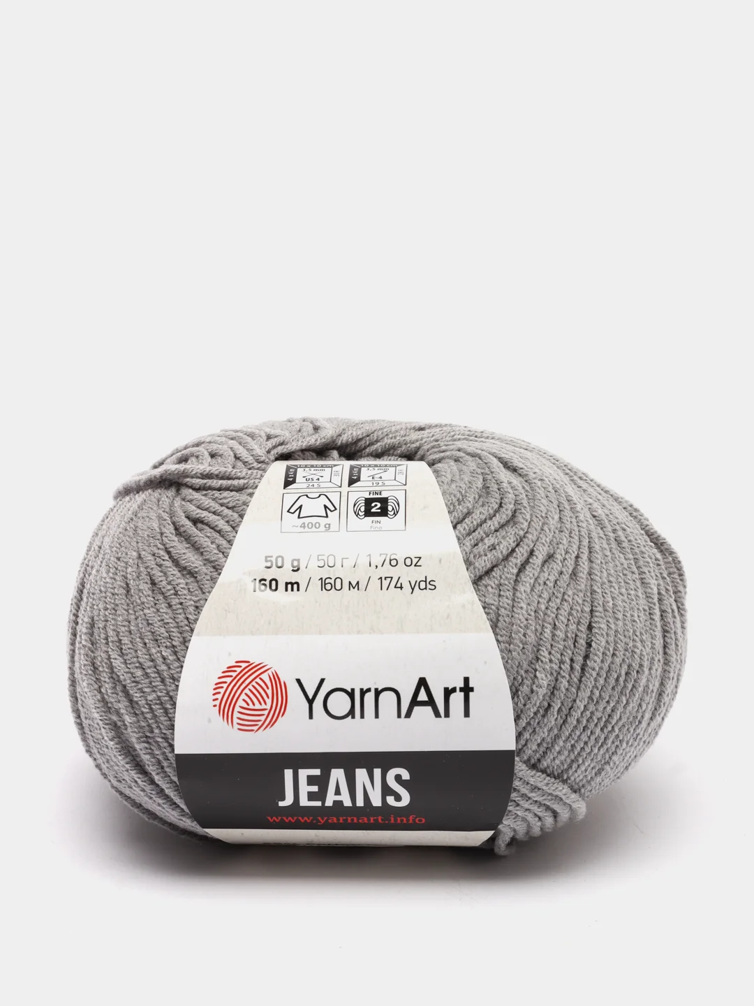 Серый пряжа YarnArt Jeans, 50 г, 160 м