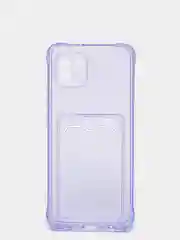 Фиолетовый чехол для Samsung  A03, A03 Core силиконовый прозрачный с карманом для карт