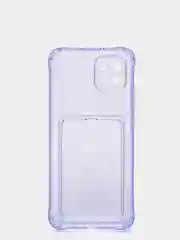 Фиолетовый чехол для Samsung  A03, A03 Core силиконовый прозрачный с карманом для карт