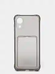 Черный чехол для Samsung  A03, A03 Core силиконовый прозрачный с карманом для карт