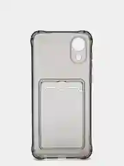 Черный чехол для Samsung  A03, A03 Core силиконовый прозрачный с карманом для карт