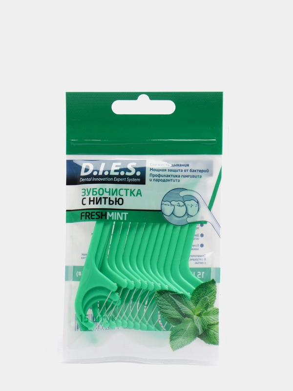 Зубочистки с нитью D.I.E.S "Мята", 15 штук