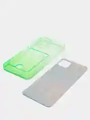 Зеленый чехол для Samsung A22S/A226B силиконовый прозрачный с кармашком для карт