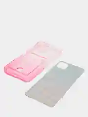 Розовый чехол для Samsung A22S/A226B силиконовый прозрачный с кармашком для карт