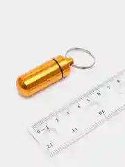 Золотой таблетница - брелок на день, 1 раздел, контейнер для таблеток металлический маленький