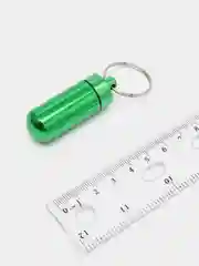 Зеленый таблетница - брелок на день, 1 раздел, контейнер для таблеток металлический маленький