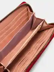 Красный кошелек женский,  на молнии, с ремешком