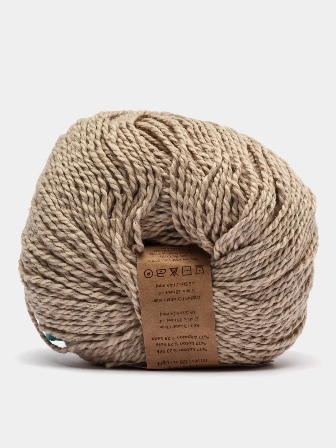 Песочный хаки пряжа Fibra Natura Papyrus 78% Хлопок  22% Шелк 50г 120м 1 шт
