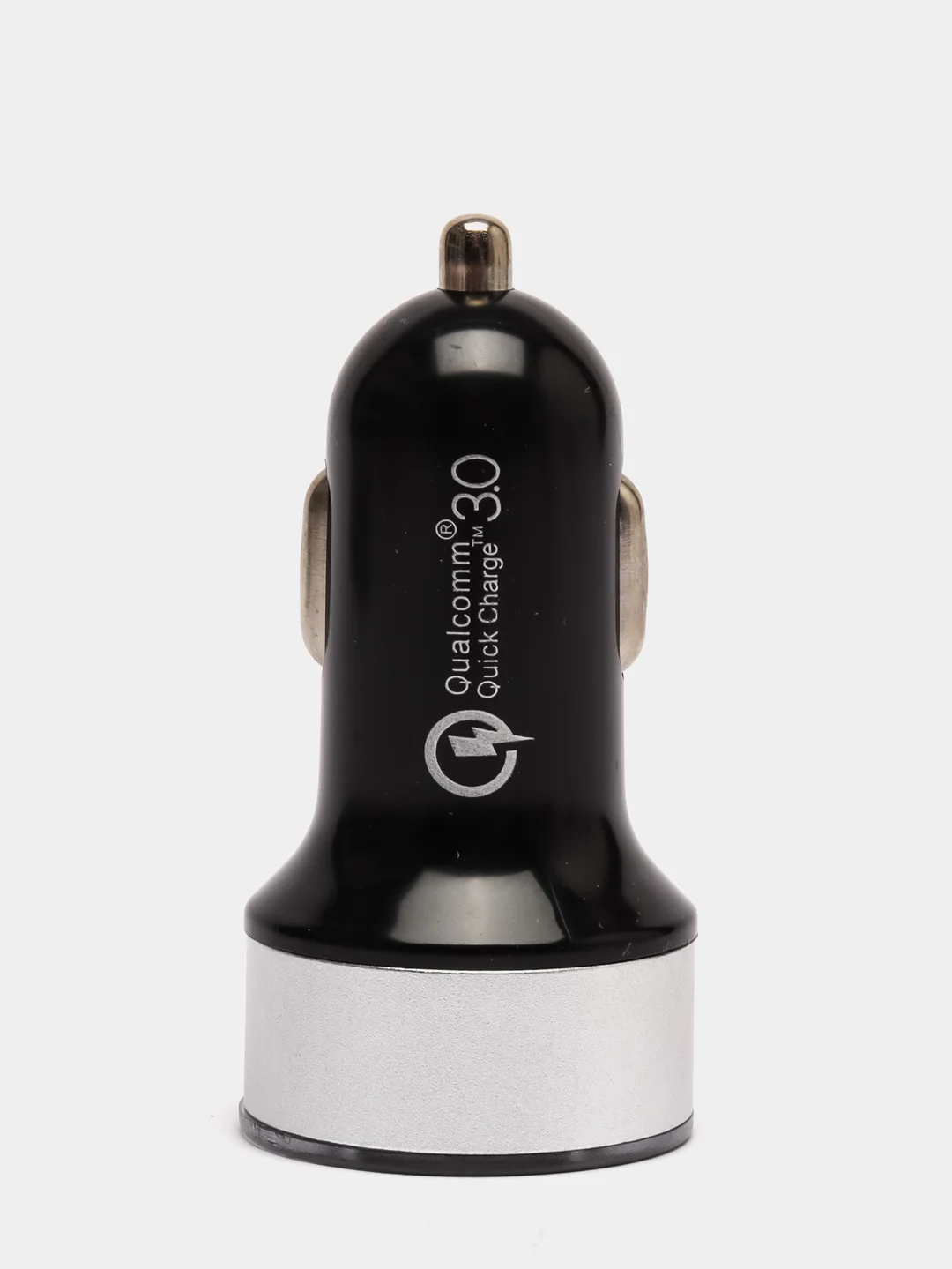 Серебряный автомобильное зарядное устройство, 2USB, QC3 (быстрая зарядка) и 2,4А