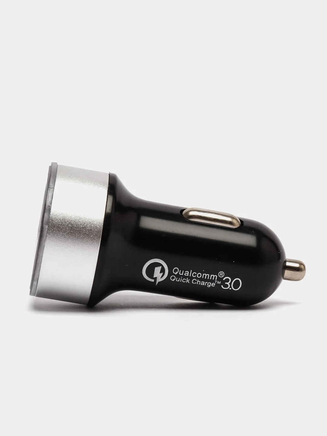 Серебряный автомобильное зарядное устройство, 2USB, QC3 (быстрая зарядка) и 2,4А