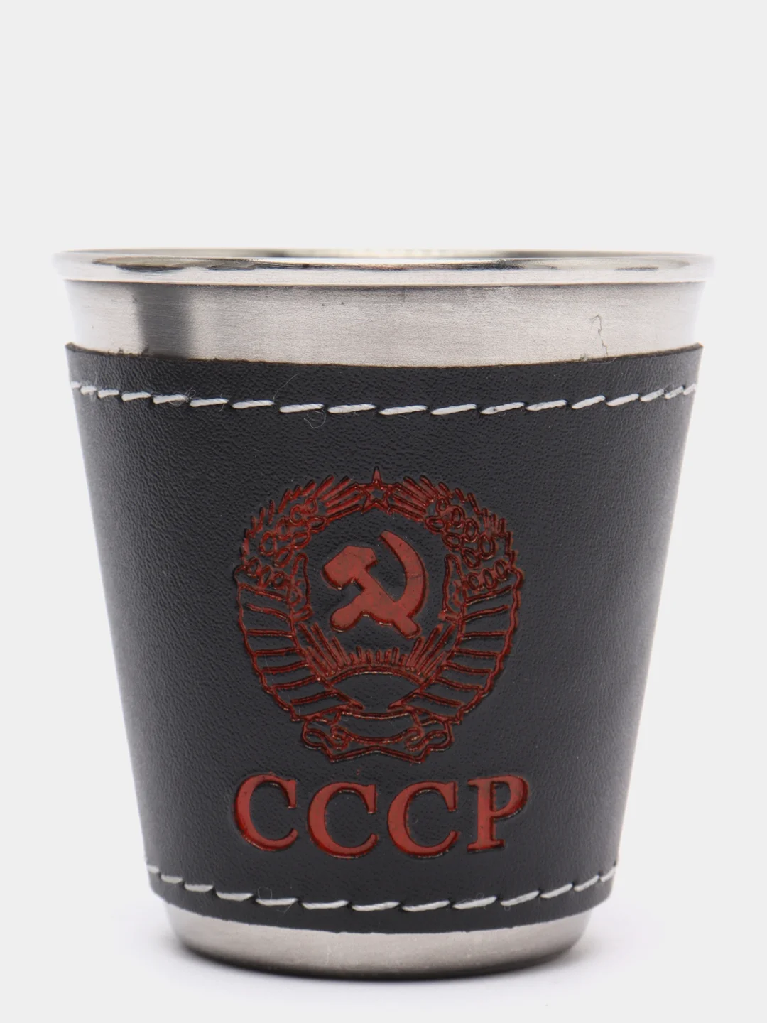 Набор стаканчиков в коже из 4-х штук, в кожаном чехле (средний) 120мл