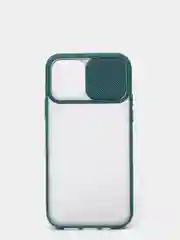Зеленый матовый полупрозрачный чехол, с защитой для камеры, шторкой, на iPhone (Айфон) 12/12 Pro