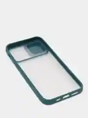 Зеленый матовый полупрозрачный чехол, с защитой для камеры, шторкой, на iPhone (Айфон) 12/12 Pro