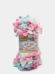 Розовый пряжа Alize Puffy Color, петельки большие, 100 г, 9 м