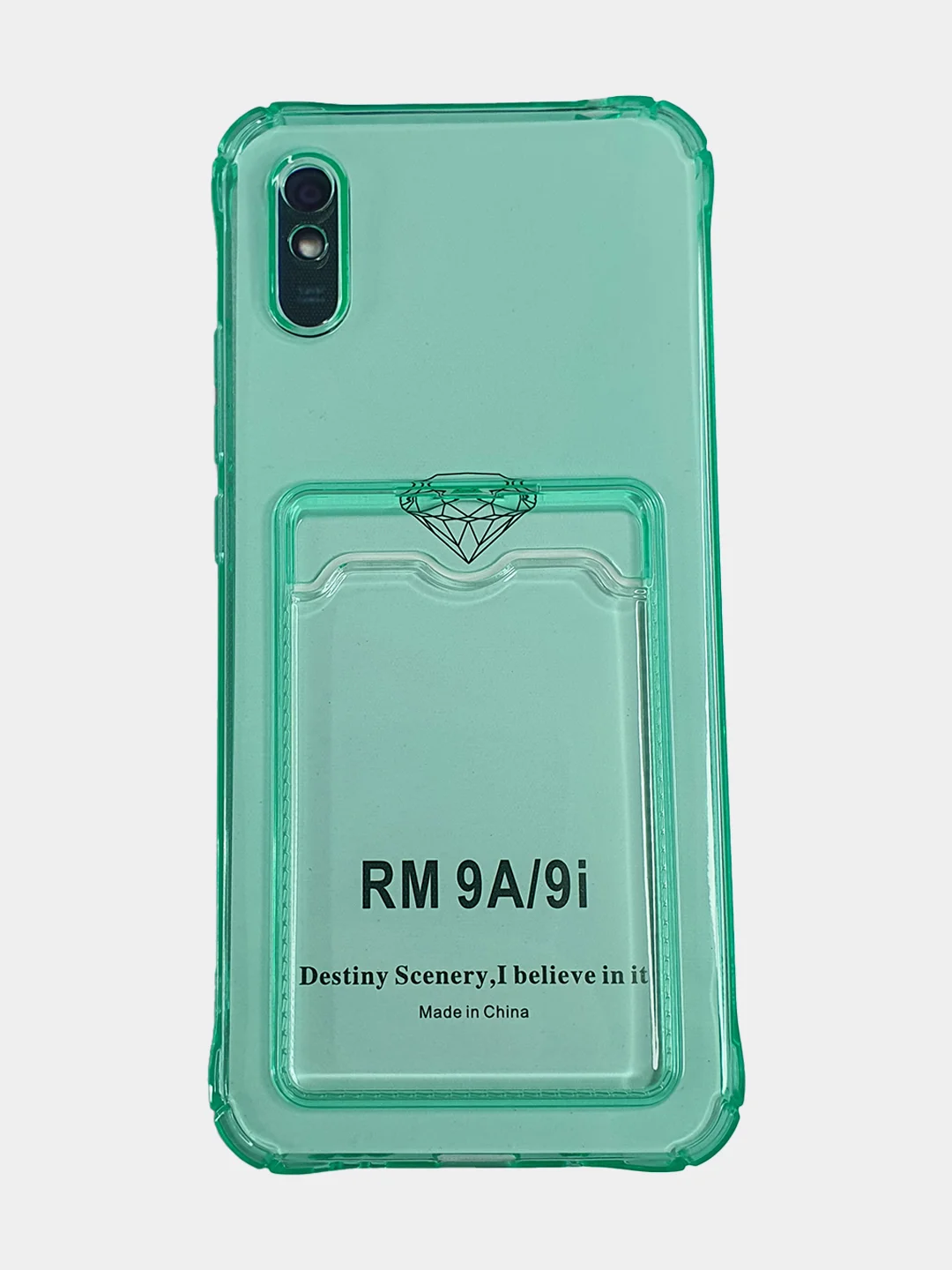 Зеленый чехол-накладка для телефона с кардхолдером Xiaomi Redmi 10 / Note 9 / 9c / 9a / 9S / 9PRO