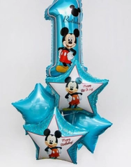 Набор фольгированных шаров Happy Birthday, Микки Маус на день рождения 1 год