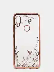 Розовый чехол Xiaomi Redmi 7, Сяоми Редми 7, прозрачный силиконовый со стразами