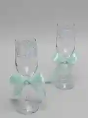 Свадебные бокалы в цвете тиффани с серебром