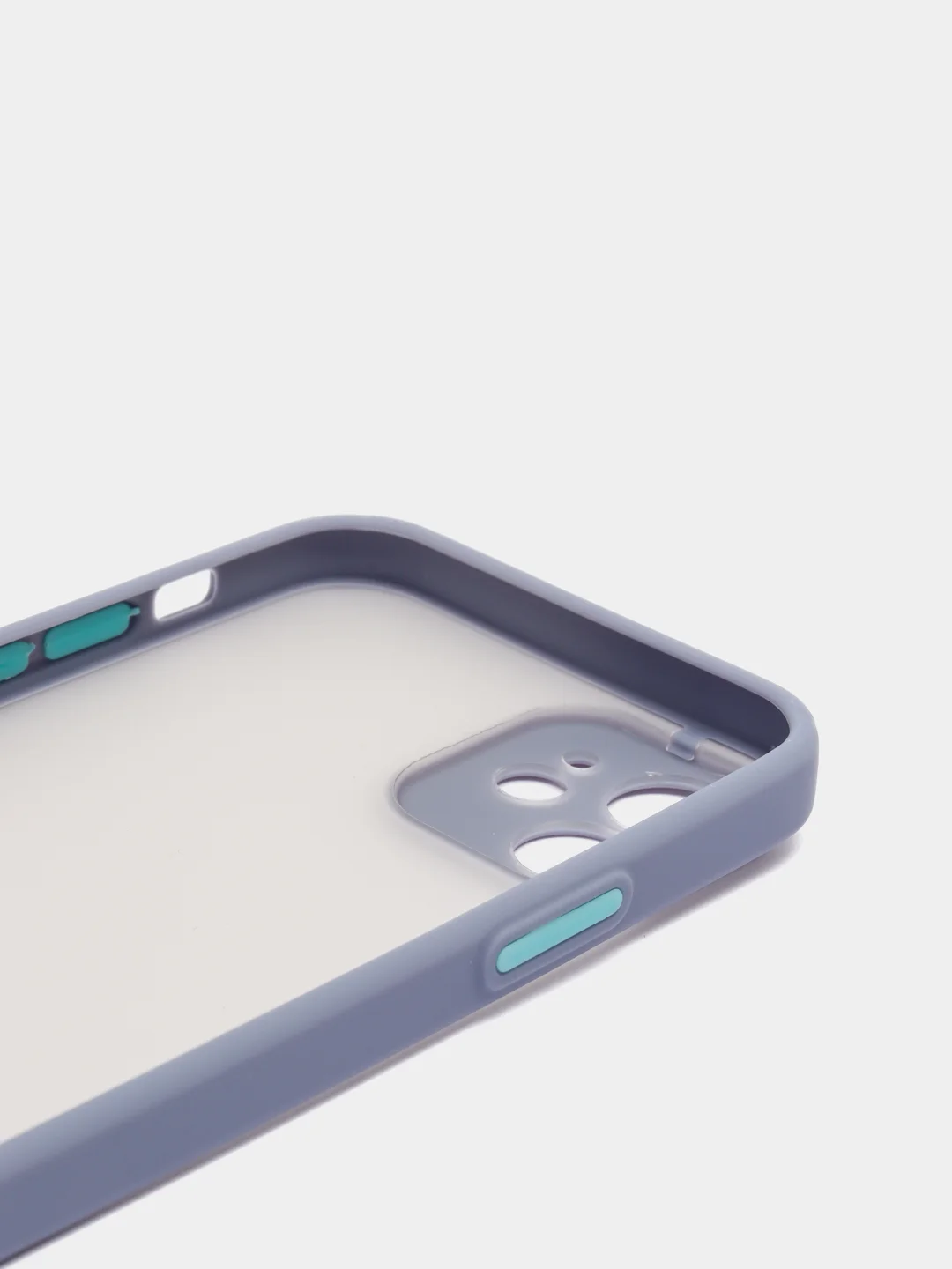 Синий меланж чехол iPhone 12 матовый, с цветными кнопками