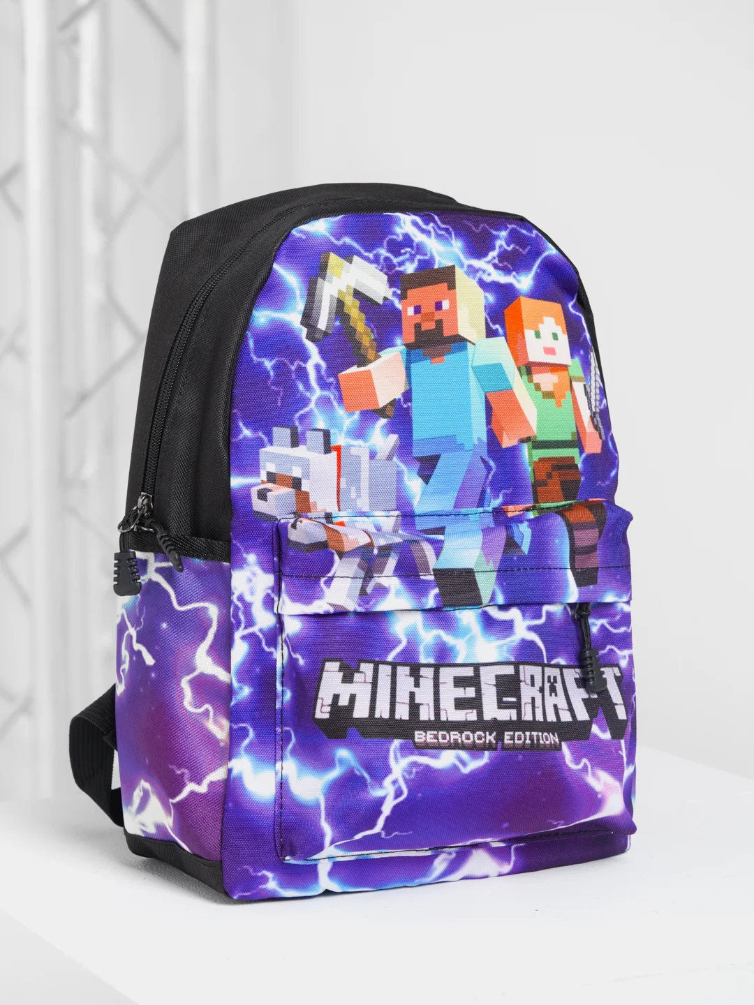 Фиолетовый рюкзак школьный детский Brawl Stars, Minecraft