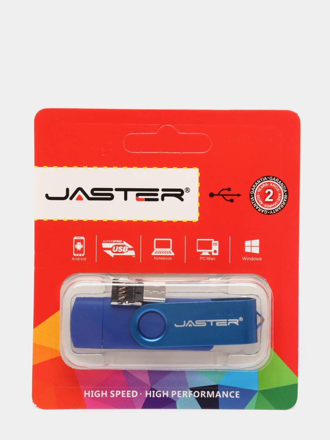 Синий usb флеш-накопитель 3 в 1 для телефона и ПК 8, 16, 32, 64, 128 Гб, флешка Jaster