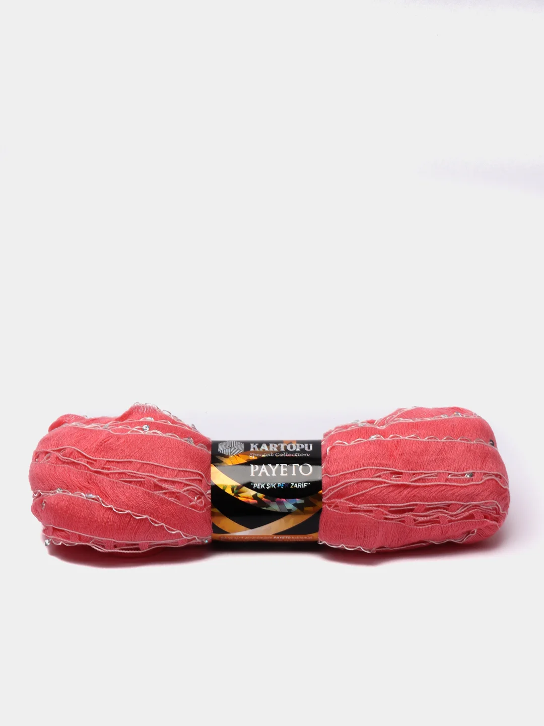 Коралловый ленточная пряжа с паетками, 100 гр, 36 м, Payeto