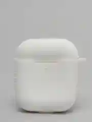 Белый силиконовый чехол для наушников Apple Airpods 1, 2 с карабином