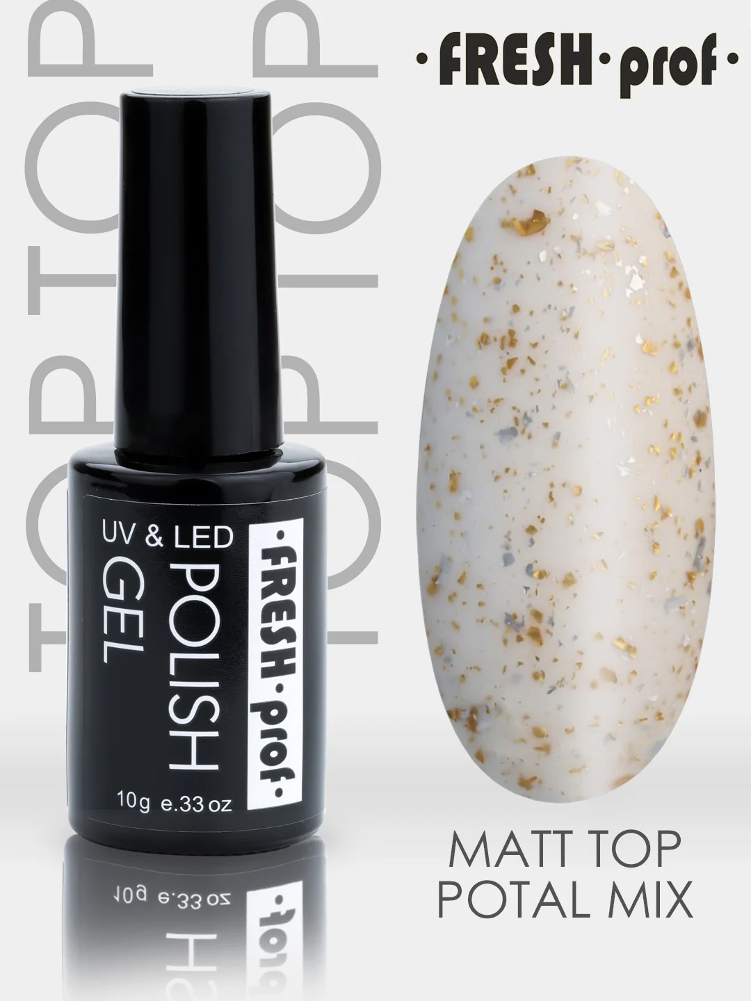 Топ без липкого слоя, Закрепитель/Топовое покрытие Fresh Prof Top Matt Potal Mix10 ml