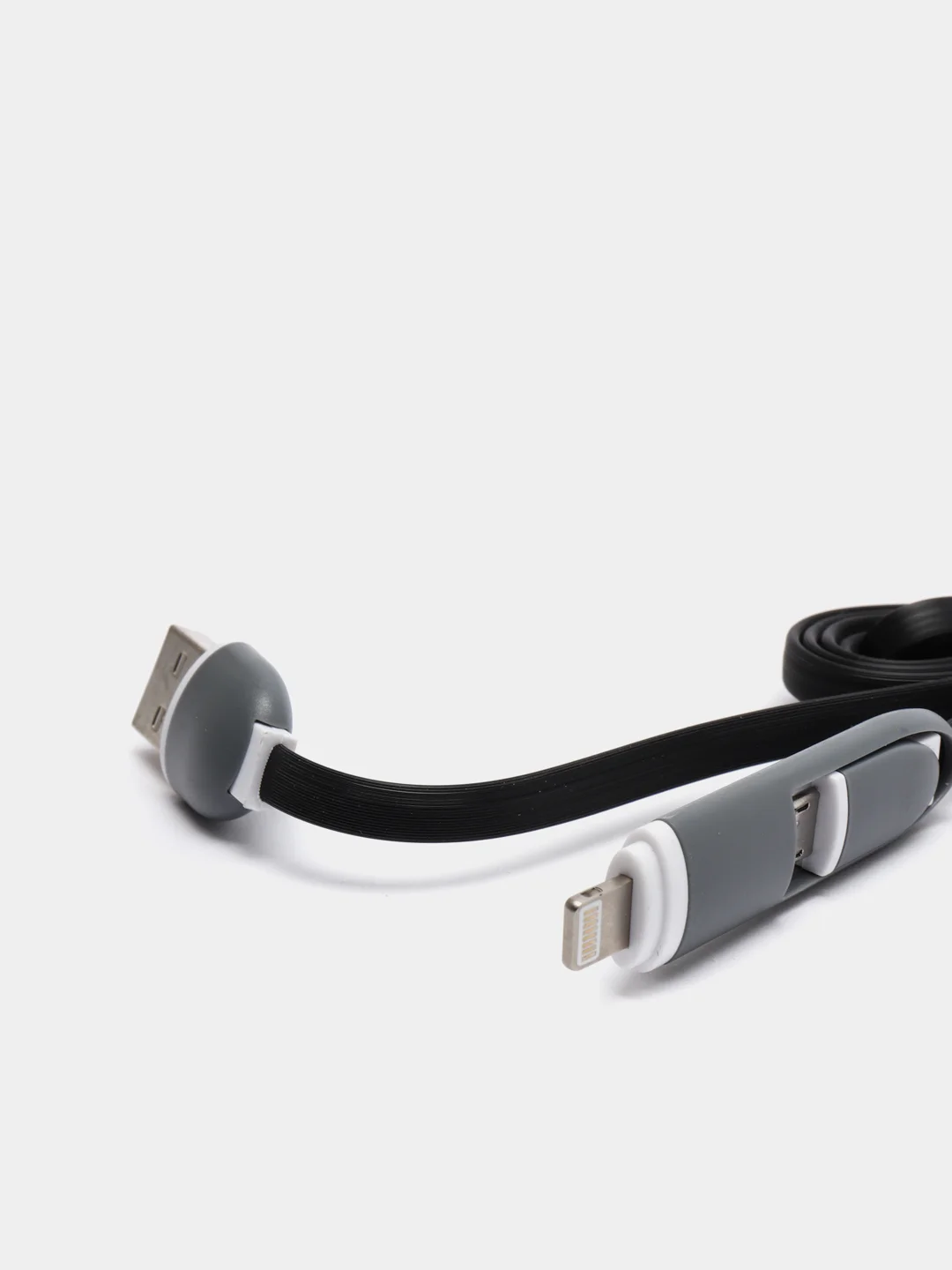 Черный usb кабель 2 в 1: Apple lightning / micro usb