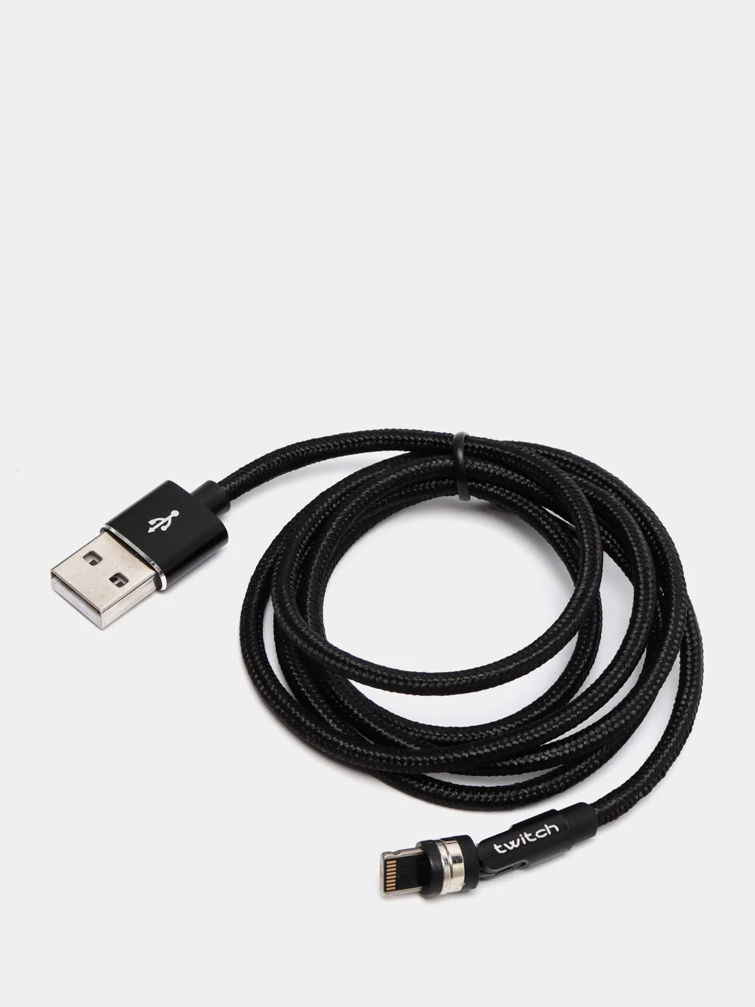 Черный usb кабель для зарядки магнитный Twitch 2.1 А 1 - метровый, поворот 180 градусов