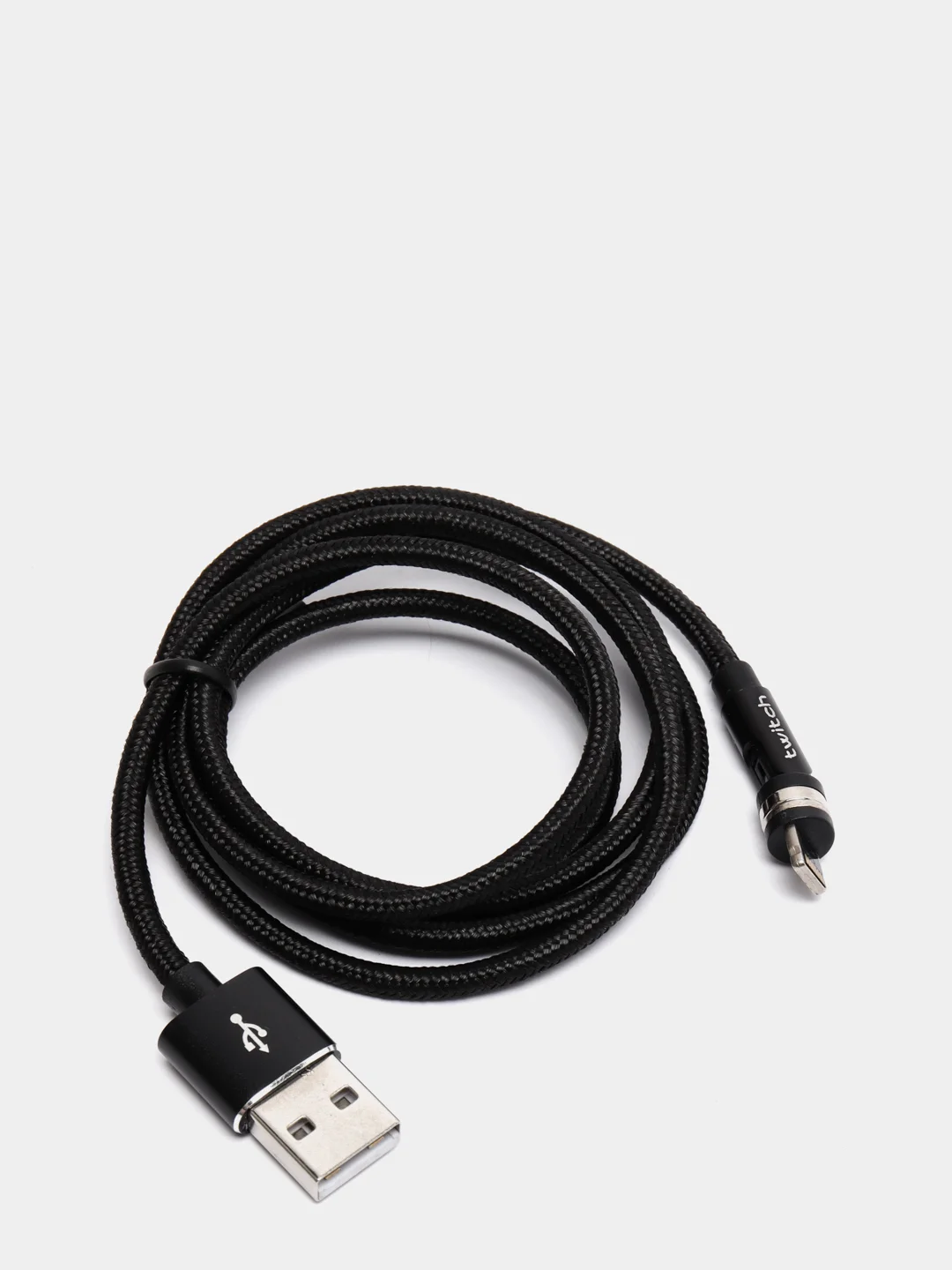 Черный usb кабель для зарядки магнитный Twitch 2.1 А 1 - метровый, поворот 180 градусов