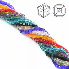 Бусины стеклянные 6 мм, прозрачные, кубической формы
