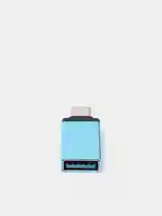 Бирюзовый адаптер переходник usb type c на otg usb