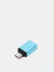 Бирюзовый адаптер переходник usb type c на otg usb